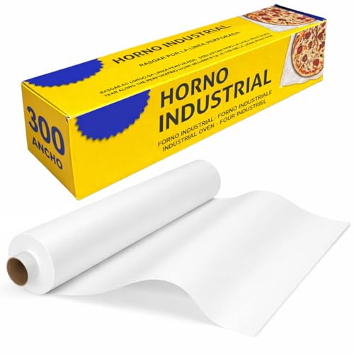 Papel de Horno Blanco en Rollo 30 cm x 100 m, Antiadherente Ambas Caras, Resistente al Calor y a la Grasa, Ideal para Hornear, Repostería, Pan y Cocina
