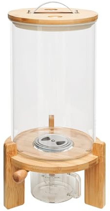 DUOSAMY Dispensador de cereales de 7,5 l con válvula y vaso medidor, recipiente hermético para arroz, cereales, frutos secos, almacenamiento de cocina con plato de base