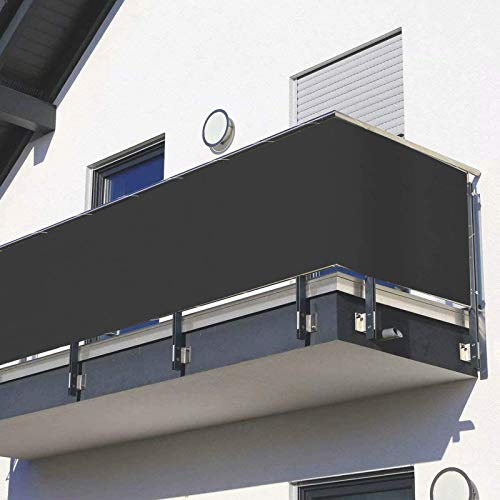 Sekretessskärm för utomhusbruk för balkong och terrass – 100 % vattentät, UV-beständig grå nyans, 85 x 600 cm, perfekt för Veranda, uteplats och trädgårdsskydd