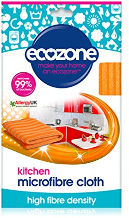 Ecozone Microfibre Kitchen Cleaning Cloth, Removes 99.9% of Bacteria, Cooking Residue & Dust, High Fibre Density Re-Usable Surface Wipe, Vegan Friendly & Machine Washable – Orange (32 x 32cm)