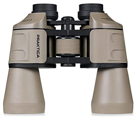 Praktica Falcon 12x50mm Porro Prism Field Sand Binoculars - Fully Coated Lenses, Sturdy Construction, Aluminium Chassis, Sharp Clear Image, Bird Watching, Sailing, Hiking, Sightseeing, Astronomy