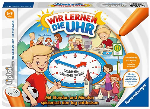 Ravensburger tiptoi 00847 - Wir Lernen die Uhr/Spiel ab 6 Jahren/Spielerisch die Uhr Lernen mit dem interaktiven Brettspiel und Einstellbarer Uhr