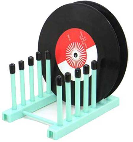 Pmsanzay - Support à disques vinyles - Support de rangement en plastique et silicone - Bleu - Pour disques de 30,5 cm et 17,8 cm - Peut contenir jusqu'à 6 albums LP
