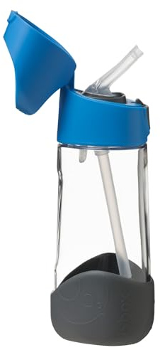 b.box TritanTM Wasser und Trinkflasche Kinder | Griffige Trinkflasche Kinder Auslaufsicher | Ideal Nach Strohhalm-Trinklernbecher | 450 ml (Blauer Schiefer, 450 ml)