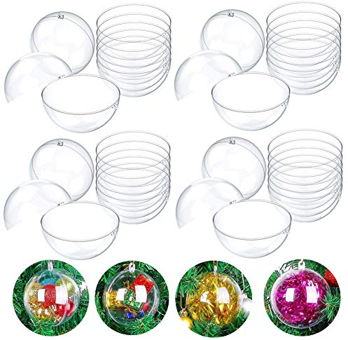 SUNSK Weihnachtskugeln 5cm Transparente Kunststoffkugeln Klar Acrylkugeln DIY befüllbare Handwerk bruchsichere Weihnachtsbaumkugeln Ornamente für Weihnachten Neujahr Dekorationen 20 Stück