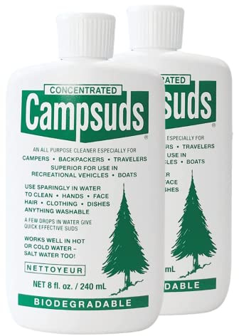 CONCENTRATED CAMPSUDS Sierra Dawn Biodegradable Camping Soap - All-Purpose Camp Dish Soap, Shampoo, Body Wash, 8 Ounce, 2 Pack