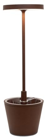 Zafferano Lampada Poldina Reverso, Lampada da Tavolo Ricaricabile e Senza Fili con Controllo Touch, Adatta per Salotto ed Esterni, Dimmer, 2200-3000 K, Altezza 35 cm, Colore Corten