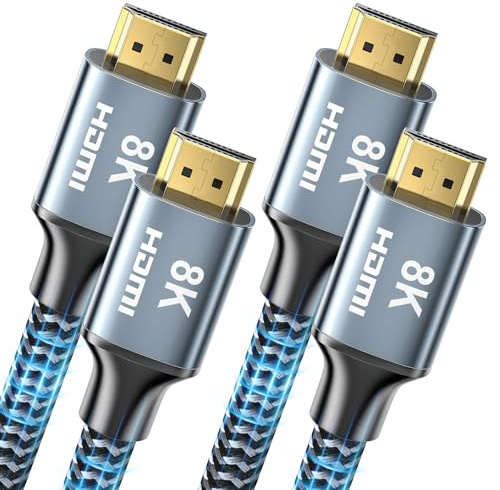 CABNEER 8K HDMI Cable 10 ft 2Pack, 48Gbps High Speed HDMI 2.1 Cable, Braided HDMI Cable 2.1 8K 60Hz 4K 120Hz Support for HDR eARC HDCP 2.2/2.3, HDMI Cord Compatible with HDTV, Laptop, Monitor, PC
