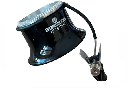 Bergeon 7913-3 Brillen-Uhrmacherlupe mit Clip, 3,3-fach-Uhrenwerkzeug, Schwarz, Modern