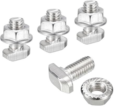 QUARKZMAN M8*16 Conjunto de Tornillos de Cabeza de Martillo, 30pcs Perno de Caída en Ranura en T Deslizantes T-Nut con 30pcs Tuercas Hexagonales de Brida para Serie 30 Aluminio Perfil