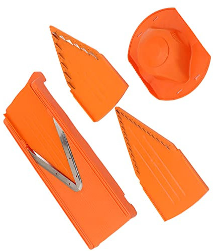 Affettatrice a mandolina con lama a V, affettatrice manuale per verdure, strumento di cottura con lama in acciaio inox, protezione per le mani, affettatrice per verdure