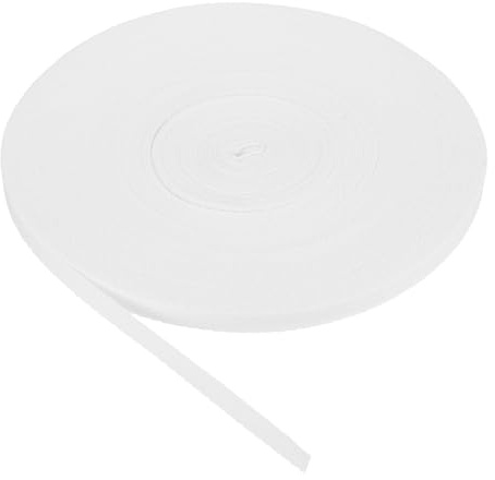 PATIKIL Cinta De Sarga De Algodón 6mm 23m Cinta De Algodón Cinta De Sesgo De Ligadura Trenzado En Espiga Para Coser Envoltorio De Regalo Blanco Sólido