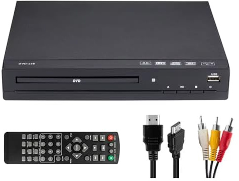 Harewtwy Lecteur DVD M238 HD 1080P Disc Player avec Télécommande, Prend en Charge USB MP3 MP4, Lecteur DVD à Domicile pour Les Projecteurs TV, Plug