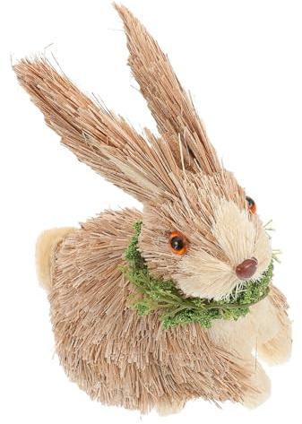 MAGICLULU Figura de Conejo de Paja para Decoración de Pascua, Tamaño 11x10x13 Cm, Adorno Primaveral para Mesa, Decoración Festiva Segura, Adecuado para Hogar y Eventos