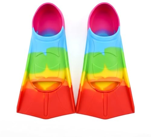 Palmes de natation pour enfants en silicone avec sac | Feuille courte, talon fermé, semelle antidérapante, semelle souple contre les ampoules, pour hippocampe et cours de natation