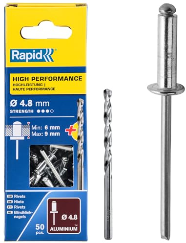 Rapid 5000388 Remaches, 0 W, Plateado, 4.8x12mm