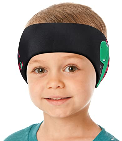 HeySplash Schwimm Stirnband Kinder, Ohrenschutz Schwimmen Kinder Neopren Stirnband mit Hohe Elastizität und Klettverschluss, Schwimmstirnbänder Kinder Wasserdicht Schwimmen Surfen Baden - M, Schwarz