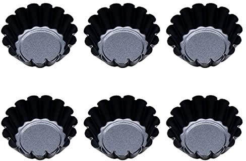 Adipn 6 Pcs Tart Tins Mini Non-Stick Tart Pans Round Quiche Pans for Baking Quiche Pie Tartlet Cheesecakes