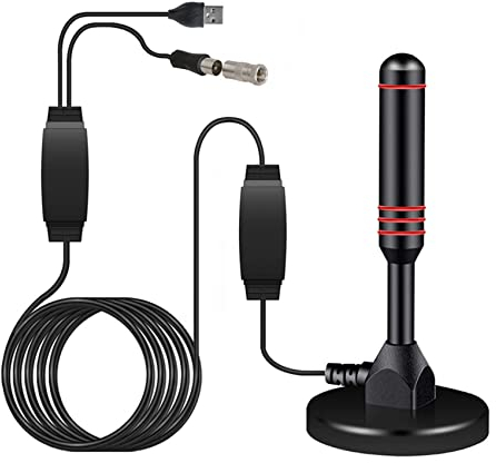 iJiZuo Antenne Tige Numérique Portable, Antenne TV Puissante DVB-T, DVB-T2, DTMB, Noir, 30 dBi, Gain de 30 dBi, Câble de 5 mètres