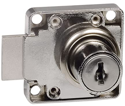 Amig - Serrure renforcée pour portes de meubles Mod.7 + 2 clés Mod.371 | Pour armoires de maison ou de bureau | En acier nickelé | Fermeture à droite | Sûr et facile à installer