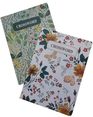 Marjen 2 x Crossword Puzzle Travel Books - Set 2 - Each Book is Travel-Friendly Puzzle (27x20cm) and Feature 110 Puzzles in Easy, Medium, and Difficult Levels. Ideal for use on the go.