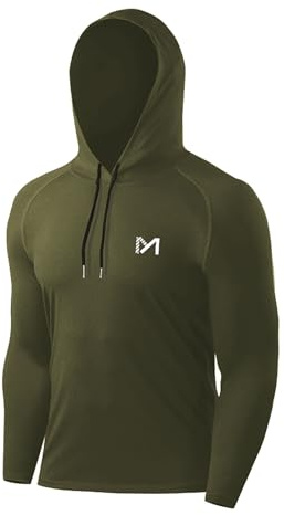 MEETYOO Sportskjorta herr, funktionell skjorta långärmad löpartröja män fitness skjorta andas t-shirts för löpning gym jogging, Grön, L