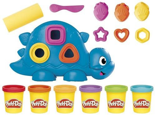 Play-Doh Hasbro, Dinosaurio, Formas y Colores, Juguetes de Arte y Manualidades Navideñas, Materiales Artísticos para Niños y Niñas de 2 Años o Más, 6 Botes, Plastilina de Colores, Creatividad, Regalo