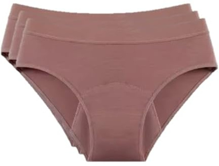 VEINTITRÉS Culottes menstruelles, 4 couches, haute absorption, noir, 3 unités, Marron, L
