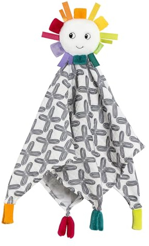 Fehn Toalla de Muselina con diseño de Sol, compañero de Juegos, Ayuda para Dormir y paño de Muselina de algodón y Linda Figura de Juguete con sonajero, para bebés y niños pequeños a Partir de 0 Meses