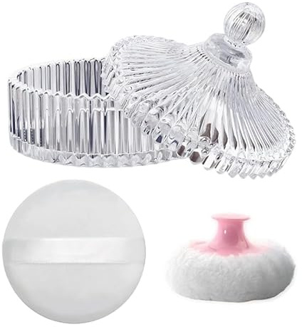 Kopinma Ensemble de houppette et contenant pour poudre de corps, houppette et pots de poudre de bain pour femmes, pour la maison et les voyages, contenants de poudre libre pour maquillage humide et