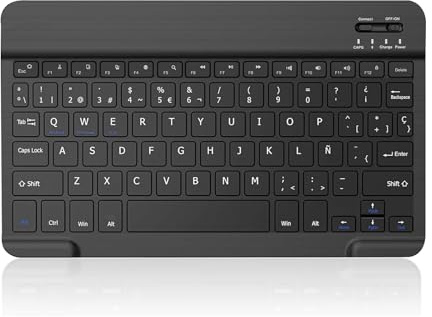 XOKUWU Teclado Bluetooth Inalámbrico, 10” Tablets Teclado Universal Recargable para para iPad, iPad Pro, iPad Air, Tableta Android/Samsung/Huawei/Honor/Xiaomi, QWERTY Español Ñ, Negro