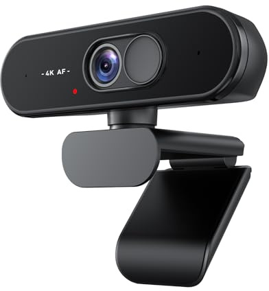 Aurolumiz 4K UHD Webcam mit Autofokus-Objektiv, kristallklarem Mikrofon, Privatsphäre-Abdeckung, ausfahrbarem Stativ – für PC, Laptop, Zoom, Teams, Windows, macOSAutofocus