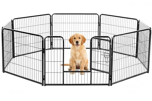 Scratch Time Dog Playpen, 24 Inch 8 Panels Dog Fence for Small Dogs Puppy/Indoor & Outdoor Bliss, Perfect Dog Pen for Camping, Yard, RV, Garden Fence, Black