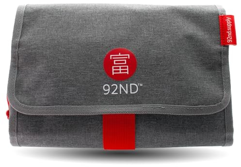 92ND.Supply Washroll – Hängekulturbeutel/Toilettentasche, wasserabweisend, 4 L, mit Haken & abnehmbarem Unterfach – Reise & Alltag, Grau