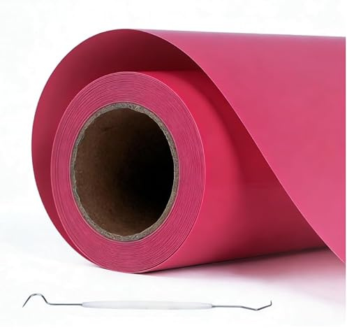 Värmeöverföring Vinylfolie Rulle 30,5 cm x 3 m,HTV Termoadhesiv Textilvinyl för Cricut, Silhouette Cameo,T-shirt,andra tyger (Magenta)