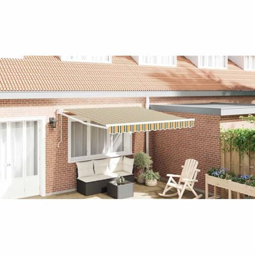 sephironlbb Toldo verde y amarillo 300 x 250 x 165 cm, poliéster, extensible con brazo articulado, protección solar y sombreado para jardín, terraza, balcón, resistente a la intemperie y a los rayos