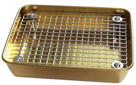 Chinchilla Litter Toilet Toilette pour Rongeurs Plateau d'Entraînement Grille Amovible Silicone Antidérapant Acier Inoxydable Adapté Cage Animaux, L Gold