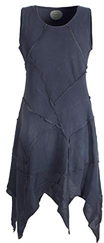 Vishes - Alternative Bekleidung - Armloses Einfarbiges Patchwork Zipfelkleid aus handgewebter Baumwolle grau 38