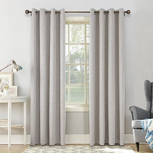 CUCRAF 100% Blackout Curtains Off White 84 Inch Drop 2 Panels Soft Texture Sun Blocking Thermal Eyelet Curtains for Bedroom Living Room 52 X 84 Inch