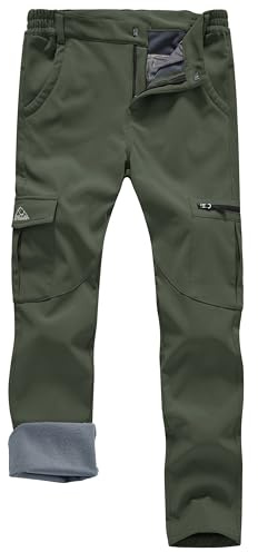 Rdruko Womens Fleece Lined Cargo Trousers with 6 Pockets | Ladies Waterproof Thermal Softshell Outdoor Walking Hiking Work Ski Pants Snow Warm Winter Elastic Waistband Workwear