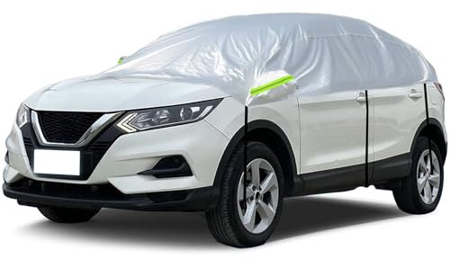 Universal Halbgarage Autoabdeckung, Halbe Autoabdeckung Allwetter Schutz mit Haken und Riemen, Wasserdicht Staubdicht Sonnenschutz Wetterfest für SUVs Größe M und Kombi