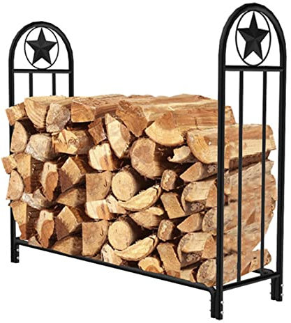 GLJTUO Portalegna da 4 Piedi, Portalegna in Acciaio Tubolare Resistente, Portalegna per Caminetto, Patio, Terrazza, 120×35×112 Cm,
