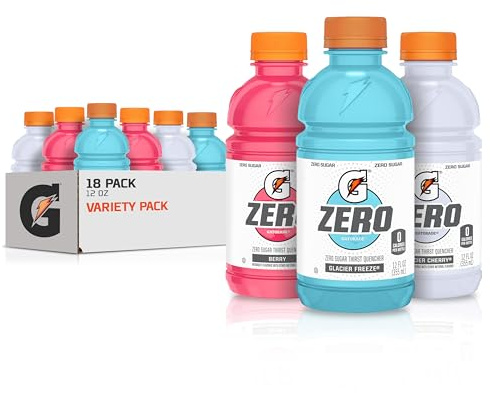 Gatorade G Zero Sports Drink, Glacier Freeze, Glacier Cherry, Berry Variety Pack, 12 Fl Oz (Pack of 18)