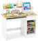COSTWAY Kinderschreibtisch aus Holz, Schülerschreibtisch mit Ablage, Tastaturablage & Schublade, Kinder Schreibtisch Jugendschreibtisch 100kg belastbar, 90 x 45 x 90 cm (Natur)