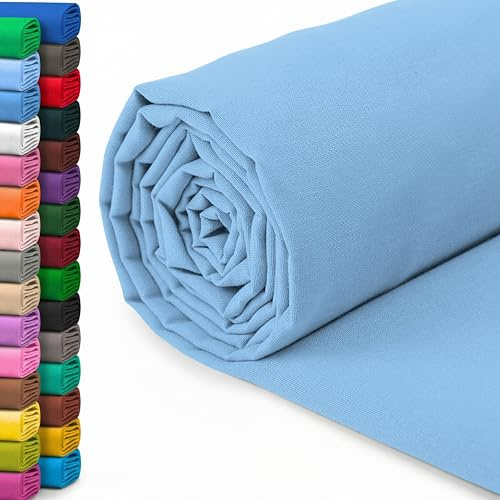 A-Express Tissu 100% Coton - 150cm (60 pouces) de Large - Tissu en Coton uni Au Mètre - Idéal pour Quilting, Couture, Confection de vêtements, Literie, Taies d'oreiller - Bleu Ciel 0,5 Mètre