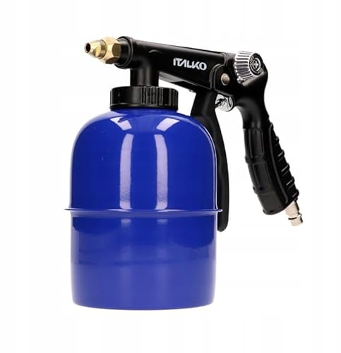 ITALKO Pistola pulverizadora con vaso de presión de 1 l, pistola hueca profesional con regulación y sonda de 50 cm, pistola de betún para protección contra la corrosión, cera de carrocería, protección