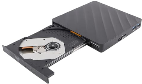Fasizi Unidad Externa USB de DVD/CD: grabadora y reproductora para portátil/PC (Compatible con Windows, Linux y macOS)