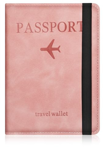 AOOSU Funda Pasaporte, Porta Pasaporte con Bloqueo RFID, Cuero de PU Porta Documentos Viaje Impermeable Resistente Desgaste para Pasaportes Tarjetas Crédito Funda Tarjeta Identific (Naranja)