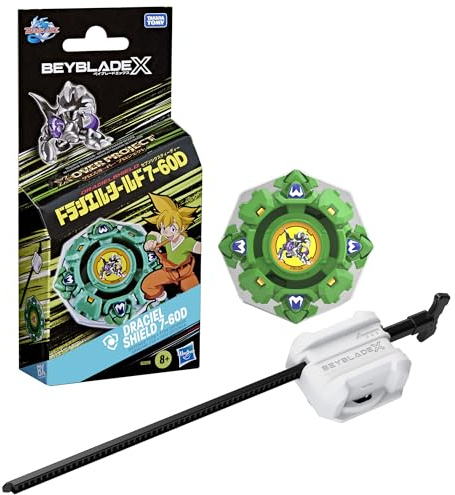 Hasbro Beyblade X X-Over Project Draciel Shield 7-60D Pack Set mit Takara Tomy Kreisel (Abwehr-Typ) und Starter, Kampfkreisel Spiel, Spielzeug, ab 8 Jahren