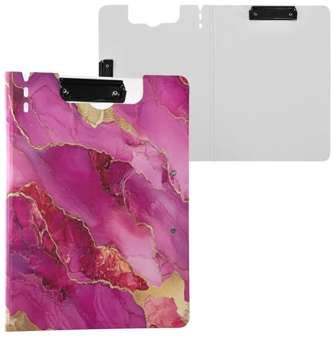 Cartella portablocco alla moda effetto marmo rosa caldo bordeaux A4 portablocco raccoglitore con doppia clip in metallo portapenne scuola clip board con coperchio